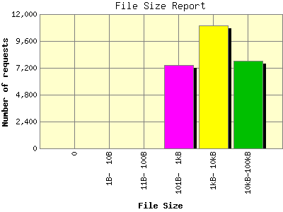 File Size Report: Number of requests by File Size.